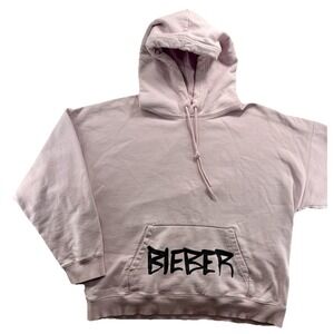 H&M Justin Bieber‎ Hoodie Changes Tour  Womens XL Pink Fleece Duck Graphic
